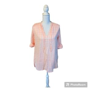 Coral Pink COASTAL BARBIE Gingham Tunic ~ FRESH PRODUCE~ Summer plaid Sz XS/S